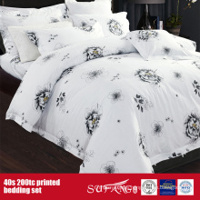 40S 200TC Printed Black White Wholesale Linen Set for Hotel/Home Use